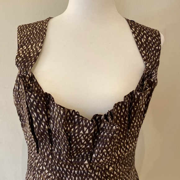 Tracy Reese structured peplum brown tan abstract silk blend bustier top S - Picture 10 of 13